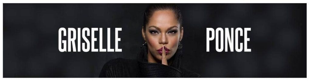 Elegant woman with finger on lips, promoting Salsa Dallas salsa dance lessons and classes.