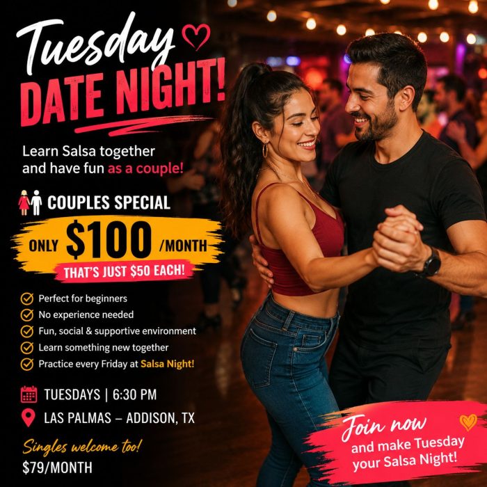 Tuesday Salsa for couples in Addison, TX