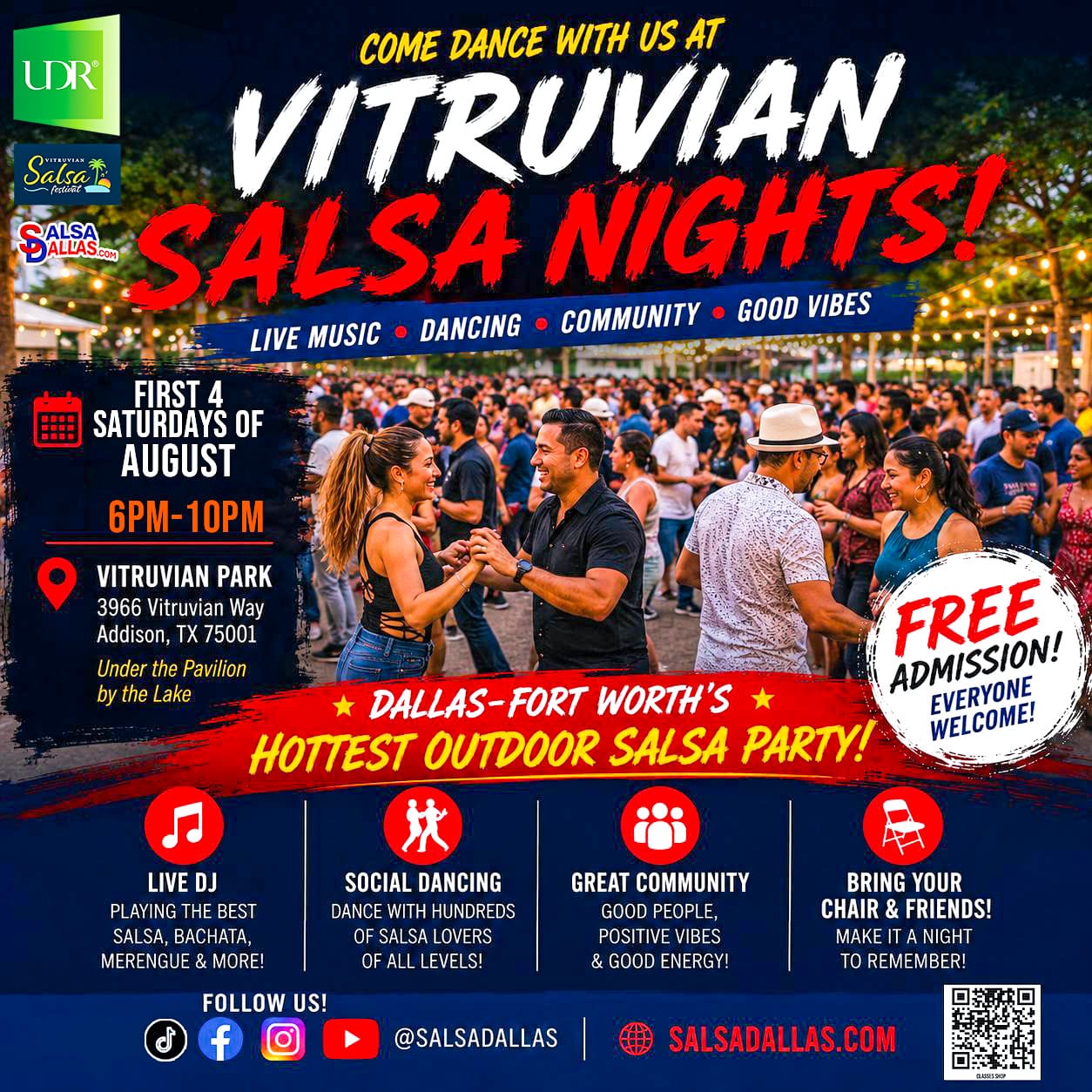 Salsa Dallas Free Outdoor Salsa Nights at Vitruvian Park Addison Texas